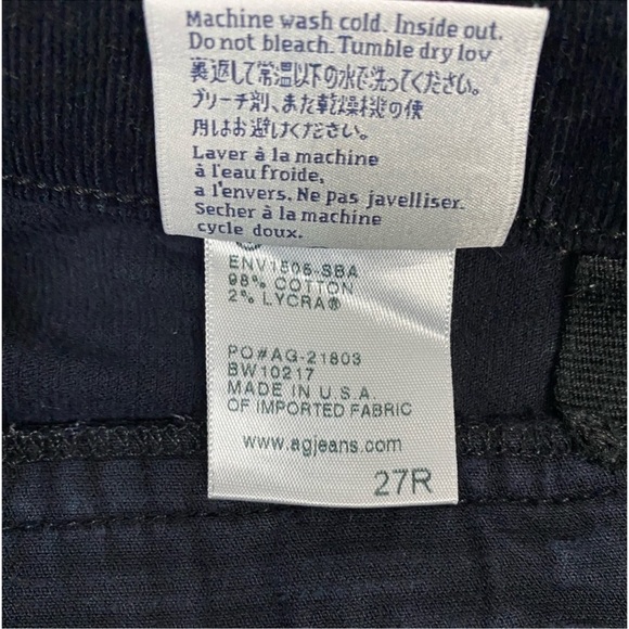 AG Adriano Goldschmied Moto Stevie Ankle Mid-Rise Slm./Strt. Black Cords… - Picture 8 of 11